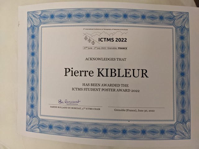 Poster award Pierre Kibleur ICTSM2022
