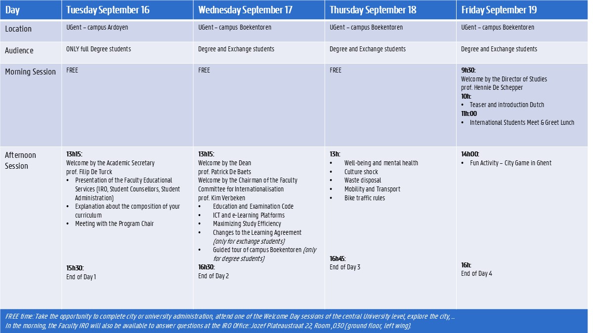 iWISE autumn '25-'26 timetable