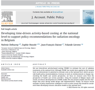 Developing time-driven activity-based costing at the national level to support Belgian policy recommendations for radiation oncology