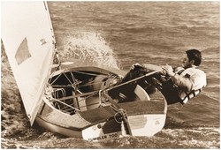 Olympian Jacques Rogge, during a Finn class sailing competition in Hyeres (France) in 1974. In that period, Dr Rogge performed experimental research on laboratory-simulated sailing at Ghent University.