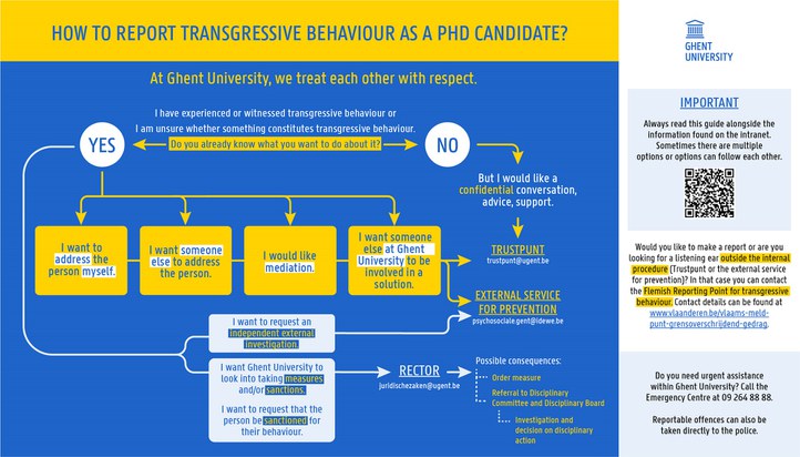 Infographic action possibilities PhD students when transgressive behaviour occurs