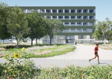Ontwerp van het nieuwe labogebouw op campus Sterre (referentiebeeld)