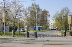 view Building S1 from main entrance on crossing Galglaan and Krijgslaan 