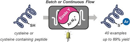 Visible-Light-Mediated Selective Arylation of Cysteine in Batch and Flow